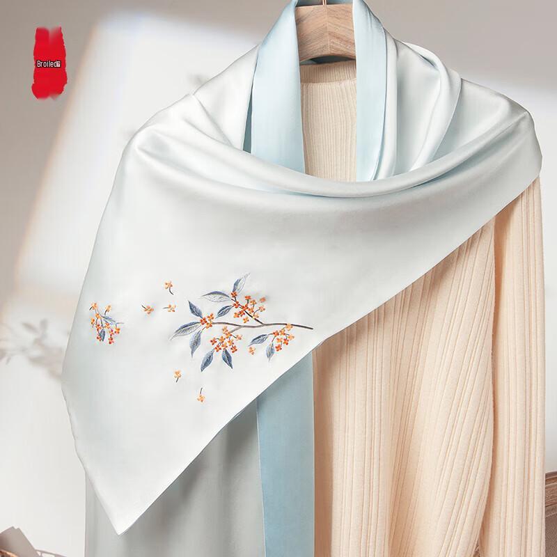 Шелковый шарф ручной работы с вышивкой Су из тутового шелка