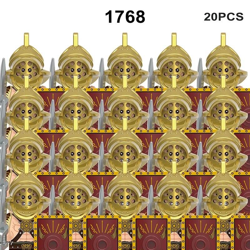 MOC средневековые военные армейские строительные блоки, римский солдат, меч, фигурки, рыцари, щит, оружие, аксессуары, кирпичи, игрушки