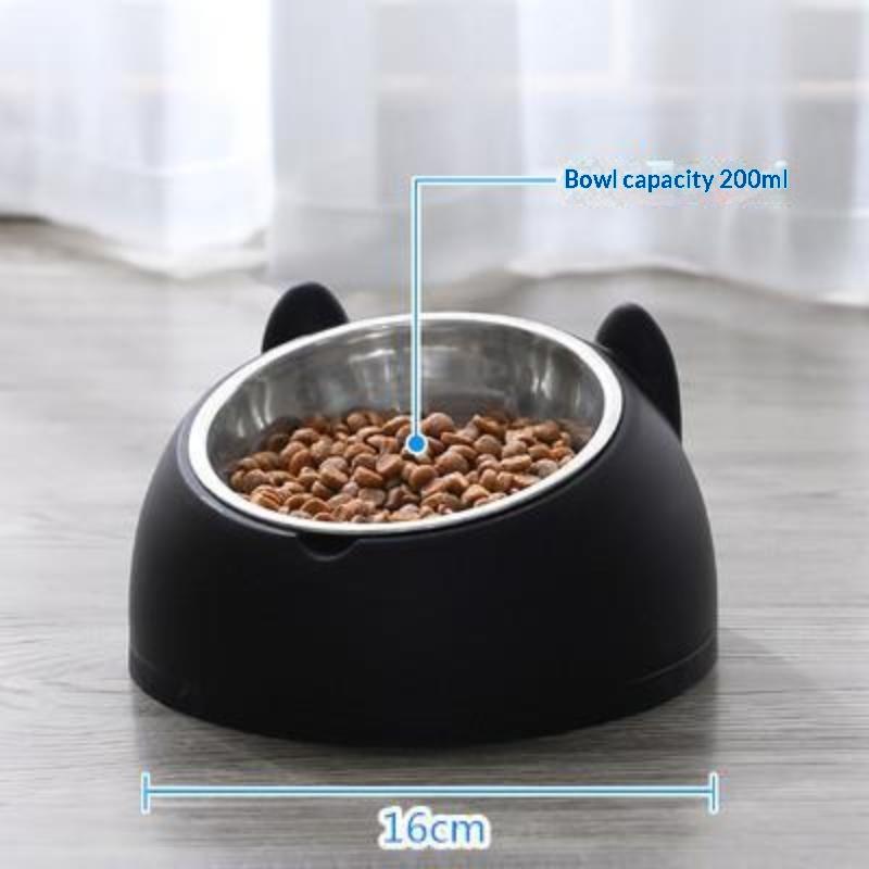 Stainless Steel Cat Bowl Non Slip Base Cute Cat Ear Design Elevated Pet Food Water Bowl For Kitten Puppy Small Pets Safe Durable