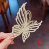 Exquisite Rhinestone Butterfly Hair Claw Clips for Women Elegant Pearl Hair Crab Barrette Headwear WOMAN HAIR CLIP Ponytail Clip