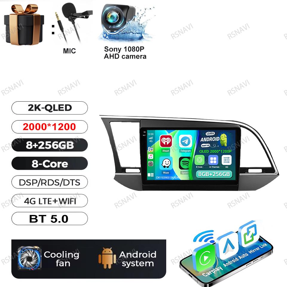 Автомагнитола Android 16 для Hyundai Elantra Avante AD 2015 ~ 2021 2019-2020 Стереосистема Qualcomm DSP BT Навигация Головное устройство QLED DVD