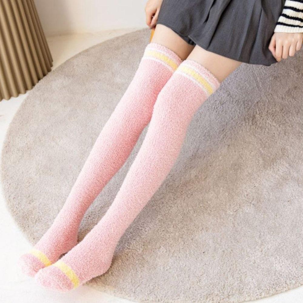 Длинные носки выше колена Коралловый бархат Теплые чулки Пушистые женские носки до колена Зима