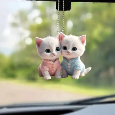 Мультяшный кот автомобильный кулон акриловый милый котенок подвесной орнамент шнурок причудливый мешок шарм