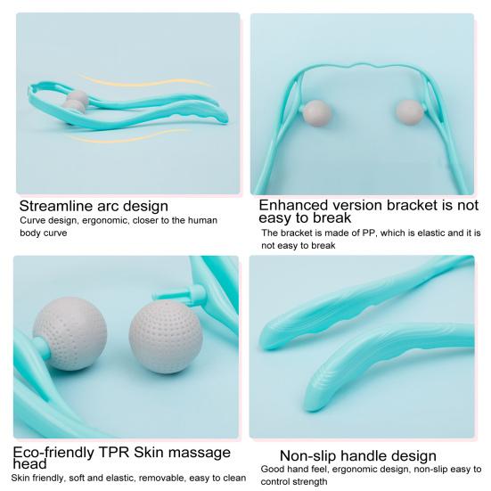 Массажер для шеи портативный ручной плечевой для домашнего офиса путешествия регулируемые массажные шарики для расслабления мышц и снятия боли неэлектрический