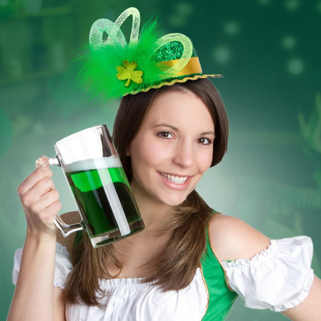 StPatrick Festival Celebration Headband Party Sequins Mini Green Hat Hair Hoop Shamrock Headbands Irish Hair Accessories