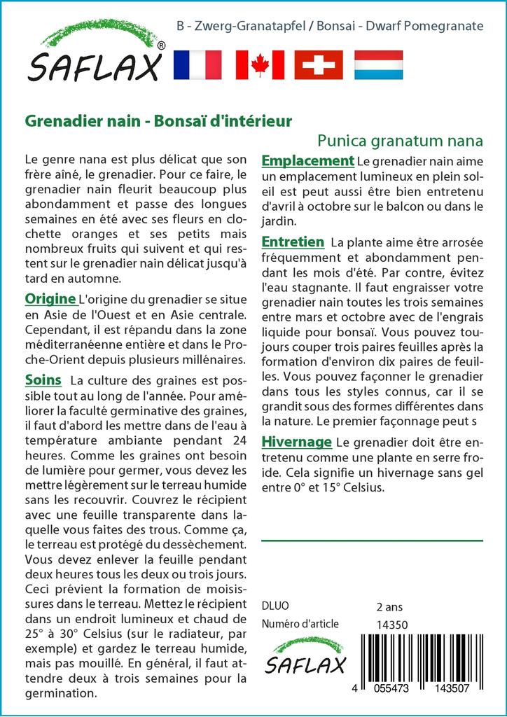 SAFLAX Garden in the Bag - Бонсай - Карликовый гранат - 50 семян - С субстратом в подходящем пакете-стойке - Punica granatum nana