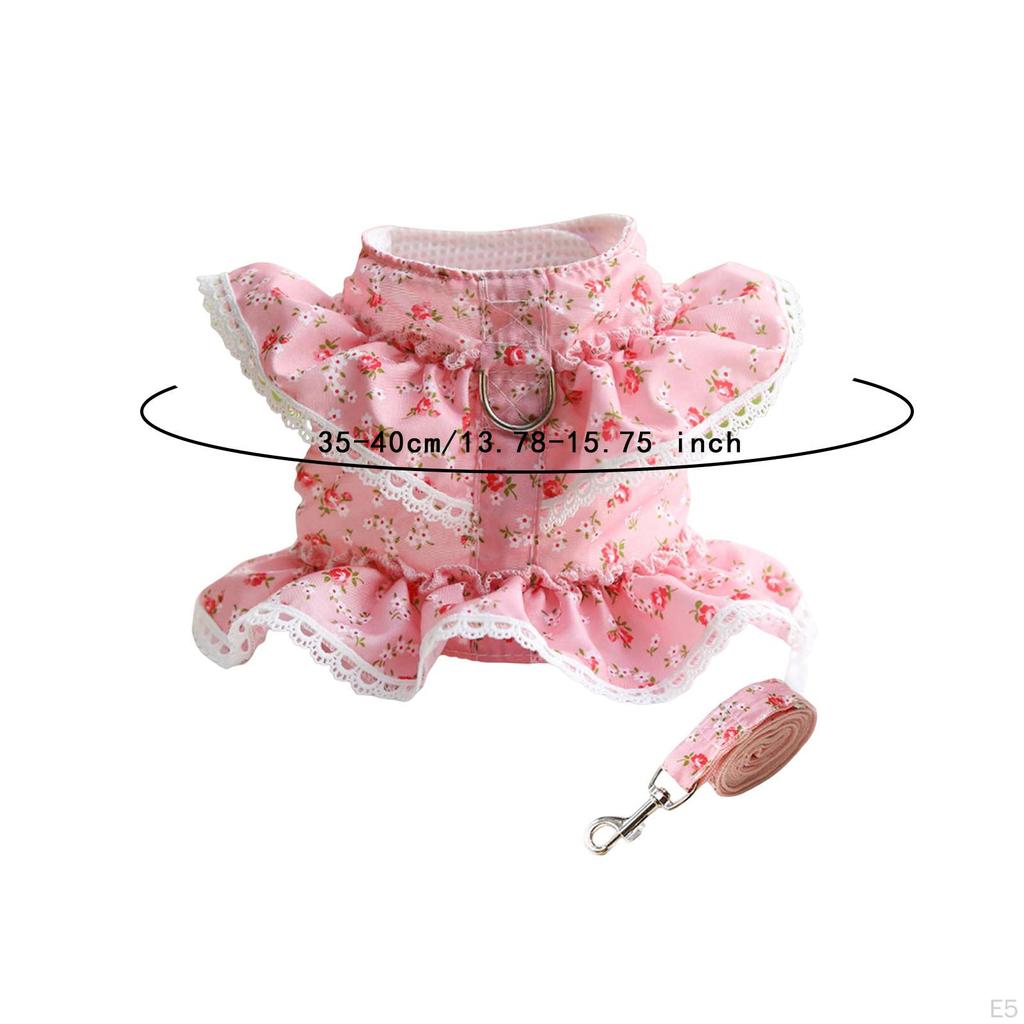 Платье-шлейка для собак с поводком для мелких домашних животных, цветочный дизайн, одежда для домашних животных