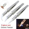 3 PCS Soldering Soldering Tweezers Reverse Anti-Static Tweezers Ceramic Tweezer  Household