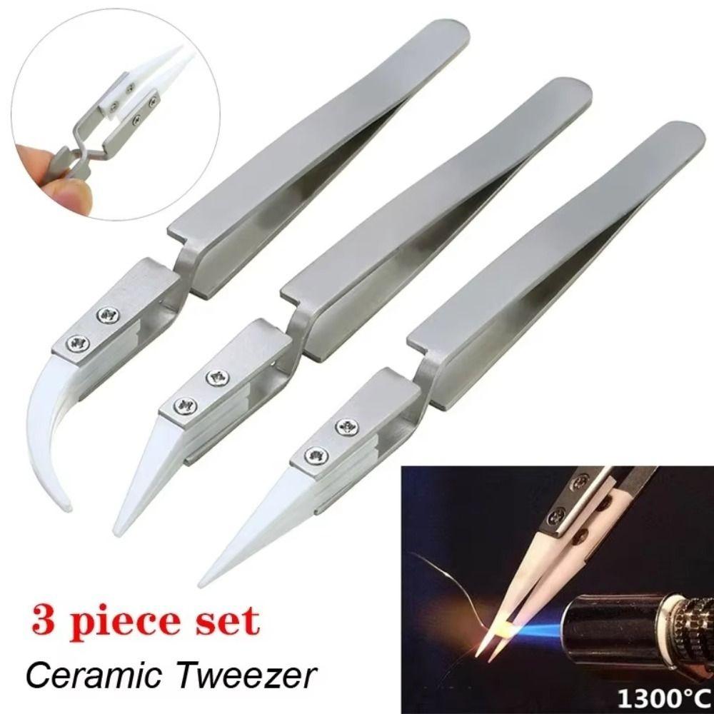 3 PCS Soldering Soldering Tweezers Reverse Anti-Static Tweezers Ceramic Tweezer  Household