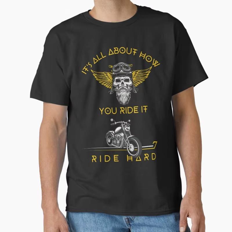 Vintage Ride Hard Its All about How You Ride It Funny Road Racer Gift T Shirt for Motocycle Lover Large Size Tops