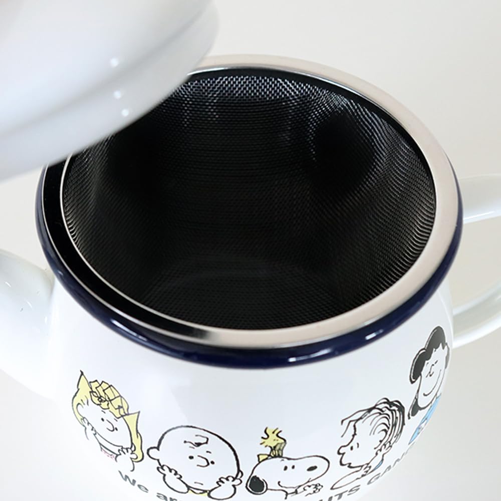 Toyoho PEANUTS Enamel Teapot (with Strainer) White Size: Approx. W18 D10.6 H12.5 SNJ-2306