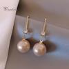 1 Pair Hook Earrings Bling Rhinestone Golden Iridescent Elegant Temperament High Gloss Faux Pearl Drop Earrings Fashion Jewelry