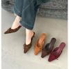 Fashion Women Baotou High Heel Half Slippers French Bow Sexy Commuter Pointed Shallow Mouler Shoes Stripper Mules Shoes High Heel Shoes