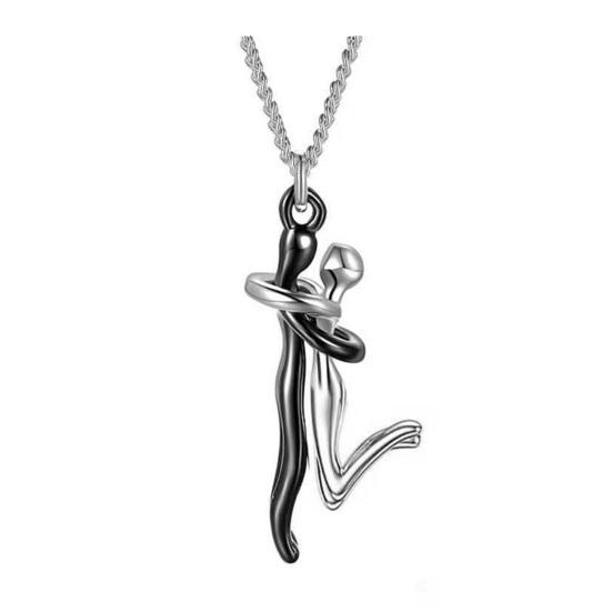 Парная подвеска-ожерелье "Объятия" 3D Подвеска "Обнимающаяся пара" Романтическое ожерелье о любви Подарок на День святого Валентина Годовщину для него для нее