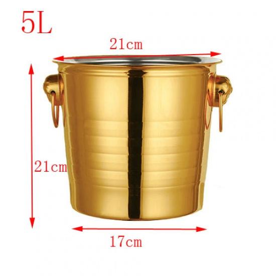 Шампанское, охлажденное вино, пиво, красное вино, куб, бар, КТВ, ведро с двумя ручками, золотое, золотое, толстое, с головой тигра, ведро для льда, шампанское
