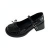 Fashion Bow Small Leather Shoes Women's New Autumn Lightweight and Versatile Thick-soled Heightening British Mary Jane Shoes