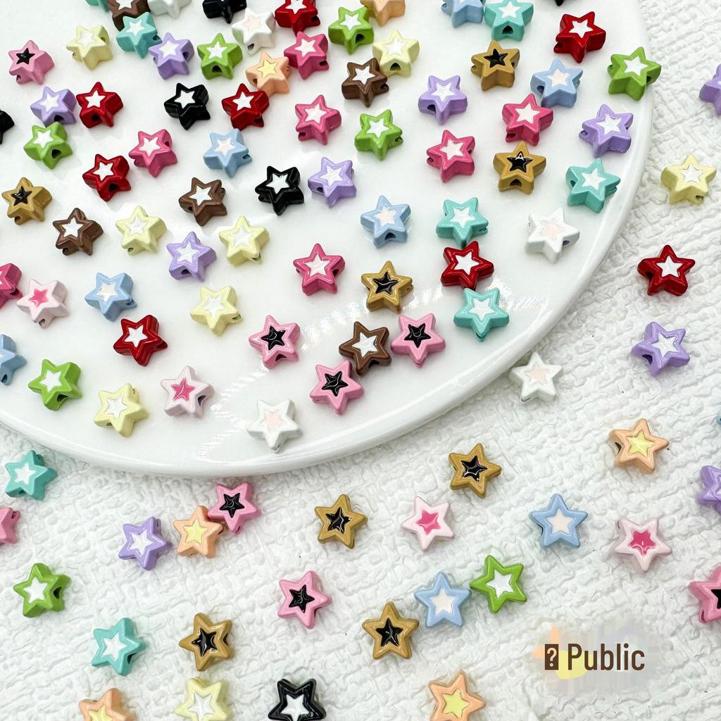 Двухцветные бусины в форме пятиконечной звезды из сплава для самостоятельного изготовления украшений и браслетов.