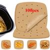 100pcs Disposable Air Fryer Parchment Paper Air Fryer Paper Liner Non Stick Steamer Liner Oven Microwave Steamer Basket