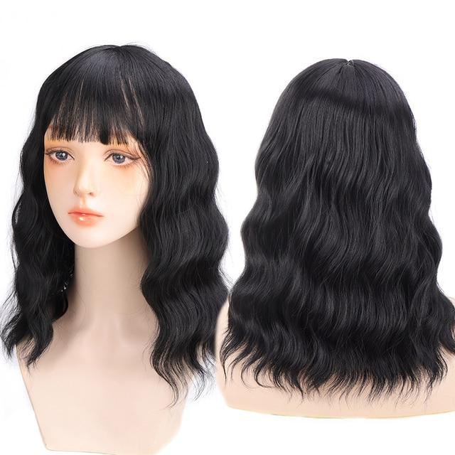 Синтетические парики для женщин, повседневный косплей, длинные волнистые парики Лолиты с челкой, холодный коричневый, термостойкие волосы, парик Боб