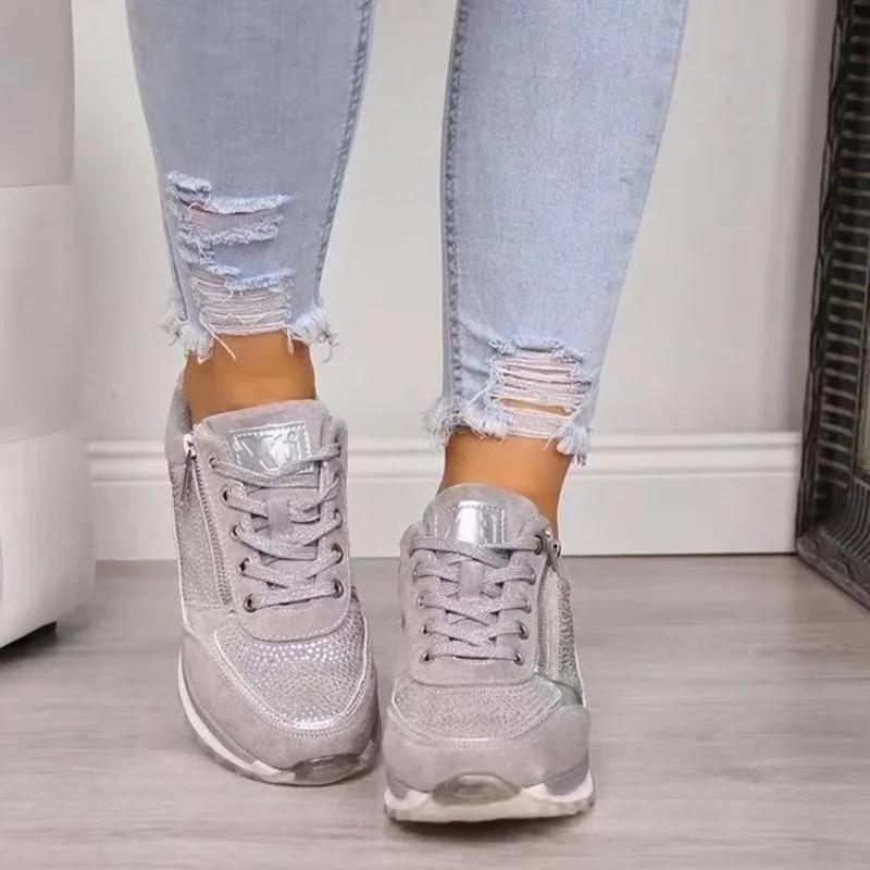 New Women's Wear-resistant Wedge Sneakers Lightweight Female Shoes Womens Vulcanized Shoes Breathable Shoes