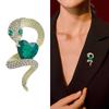 Ретро-брошь в форме сердца в виде змеи с зеленым цирконием и кристаллом на лацкан для женской одежды, модные аксессуары для корсажа