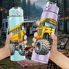 1PC Yellow Monster Truck School Bus Vehicle 750ml Color Plastic Sports Water Bottle Leakproof Flip Straw Lid Suitable for Sports Office Home Use