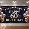 Фон для празднования 60-летия Треугольный гирлянда-флажки 60-летие Дисплей Роскошный фон для дня рождения Розовые акценты в виде сердечек