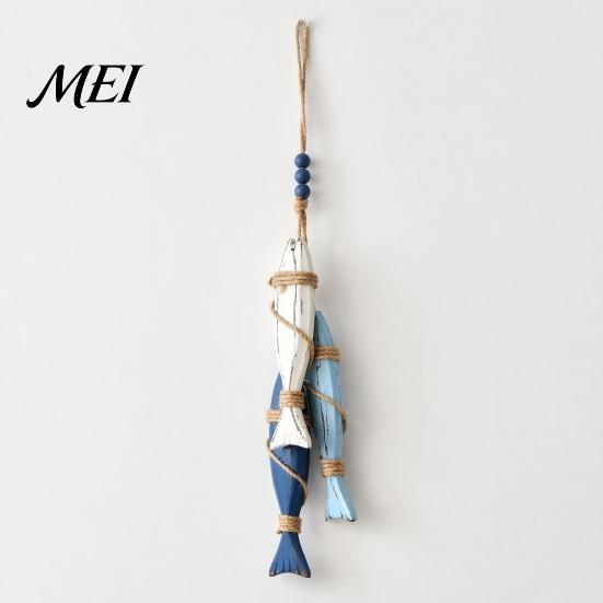 Handmade Hanging Wall Art 1/2Pcs Bohemian Wooden Starfish Decoration, Fish Ornament, Entryway Decorations Coastal Nautical Pendant for Home