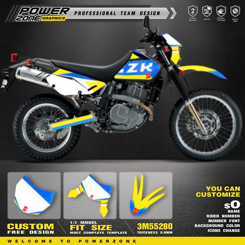 PowerZone Custom Team Graphics Decals Stickers Kit For SUZUKI DR650 1996-2014 2015 2016 2017 2018 2019 2020 2021 Decal 004