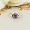 Amethyst Gemstone 925 Sterling Silver Pear Shape Handmade Jewelry Boho Ring For Women