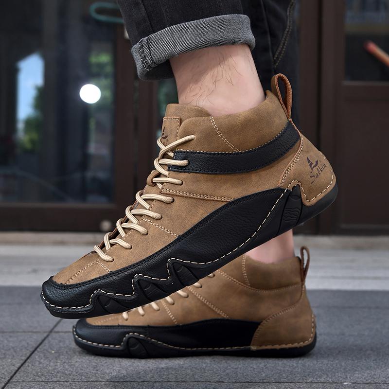 Дизайнерские мужские повседневные ботинки из коровьей кожи, мужская обувь, трендовые красивые ботильоны, мужские низкие кроссовки на шнуровке, универсальные прогулочные ботинки