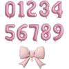 2 шт. Розовые шары из фольги в виде цифр с бантом Свадебное украшение для вечеринки по случаю дня рождения Юбилейный декор Реквизит для фото Вечериночные принадлежности