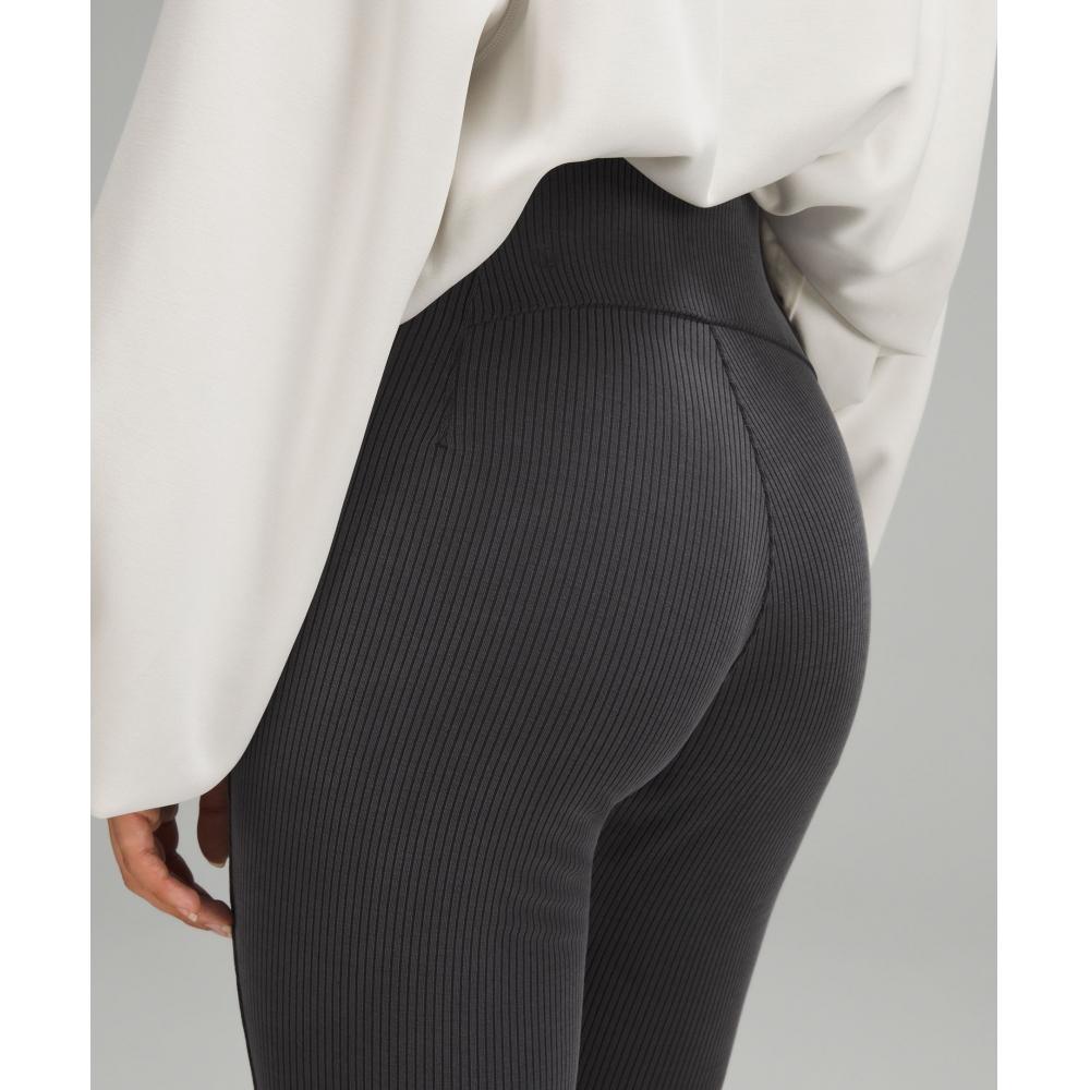 Lululemon Ribbed Softstreme Zip Leg High Rise Cropped Pant 25  Black