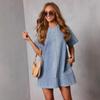 2026 Европейское Американское Повседневное Свободное Джинсовое Платье с Коротким Рукавом 89367