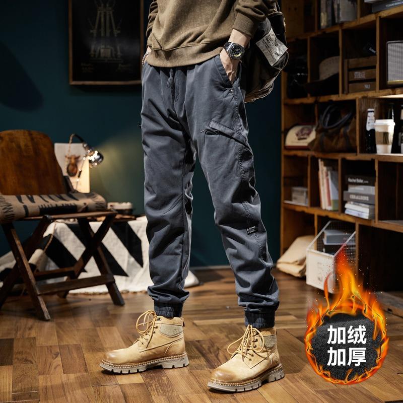 Новые мужские универсальные брюки на завязках, утолщенные комбинезоны, ретро-дизайн, тренд, функциональные, многокарманные