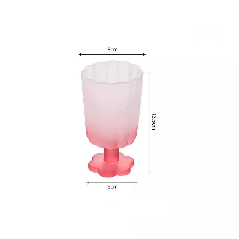 Colours Glass Cup Flower-shaped Goblet Ice Cold Juice Dessert Wine Iced Coffee Glass Cup House Bar Party Drinkware Gift Cups