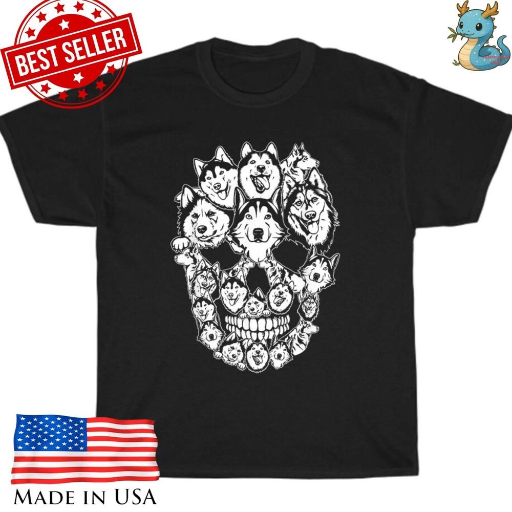 Cute Husky Dogs in Costumes Halloween Shirt Pumpkin Ghost Graphic Tee Unisex T-Shirt