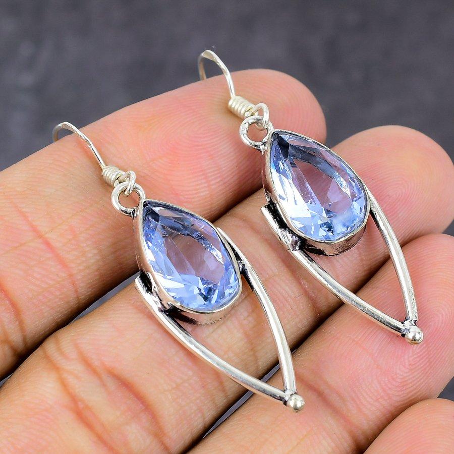 Подарочные серьги ручной работы из стерлингового серебра 925 пробы с натуральным аметистом 1,89 дюйма c6S92