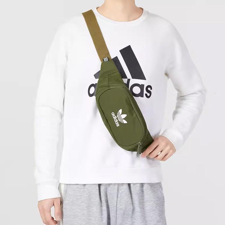 adidas Originals Essential Cbody Минималистичная модная спортивная сумка на грудь/пояс/плечо с логотипом-буквой Унисекс Зеленая GN5443