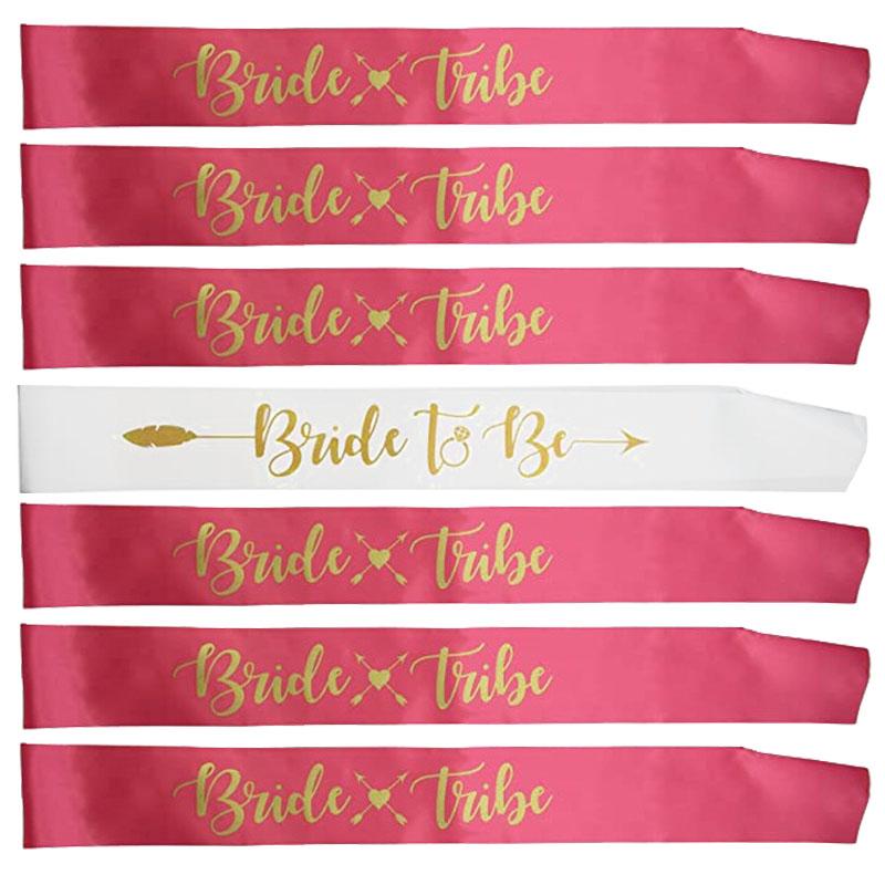 7/1Pcs Bride To Be Sash Wedding Decoration Bridal Shower Team Bride Tribe Satin Sash Hen Bachelorette Party Decoration Supplies