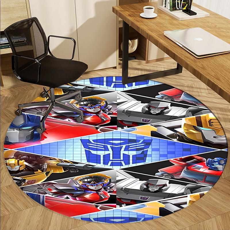Transformers Pattern Round Rug, Indoor/Outdoor Mat, for Picnic, Gameroom, Bedroom, Office, Living Room, Home Decor Carpet, Birthday Gift