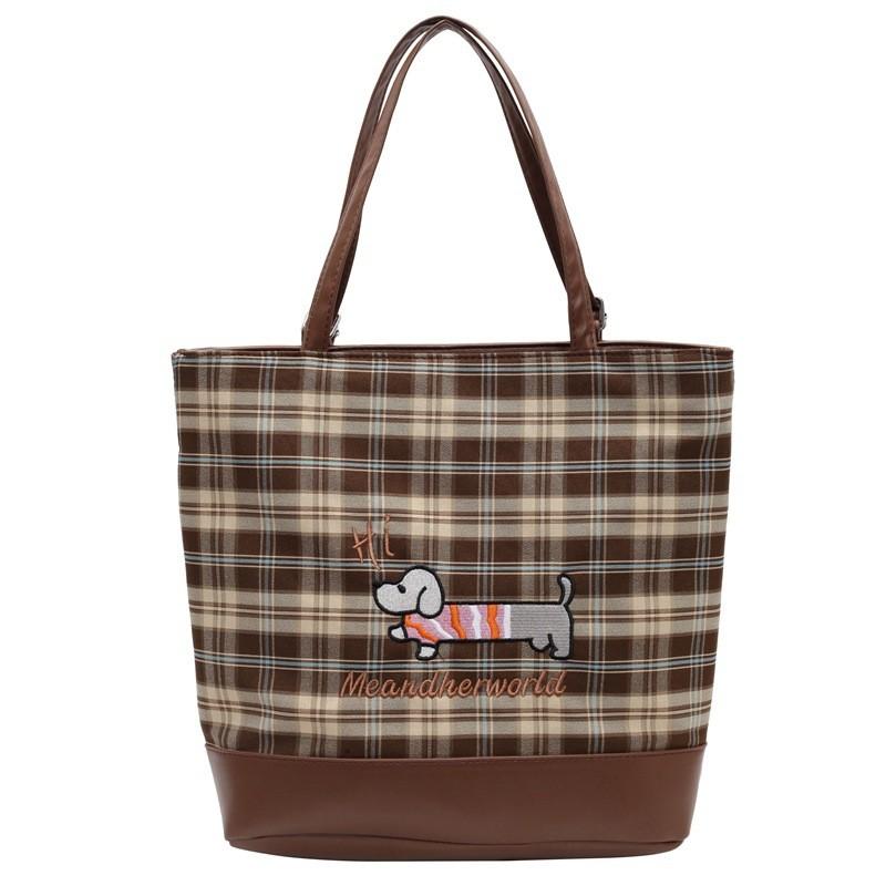 Модная клетчатая холщовая сумка под мышку для женщин, вместительная и шикарная для повседневных дел