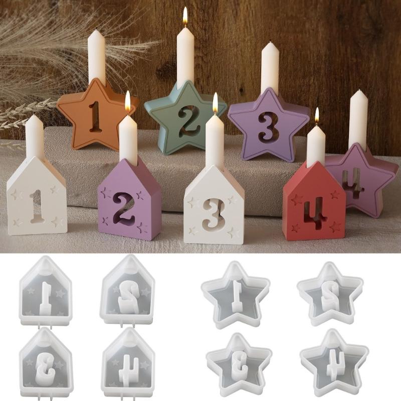 4pcs Creative Flexible Silicone Mold for Number Candle and Ambients Lights Decoration for Birthdays and Celebrations