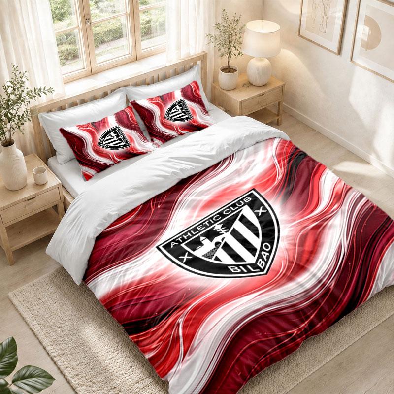 Bedding Set 1 Duvet Cover 2 Pillowcases Athletic Bilbao Football Print Bedroom Home Decoration