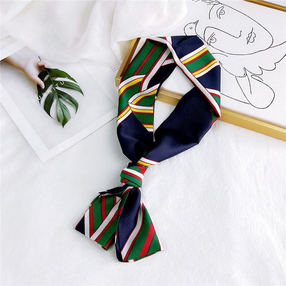 Корейский модный шелковый шарф: Женский длинный, узкий, декоративный шарф на весну, осень, зиму.