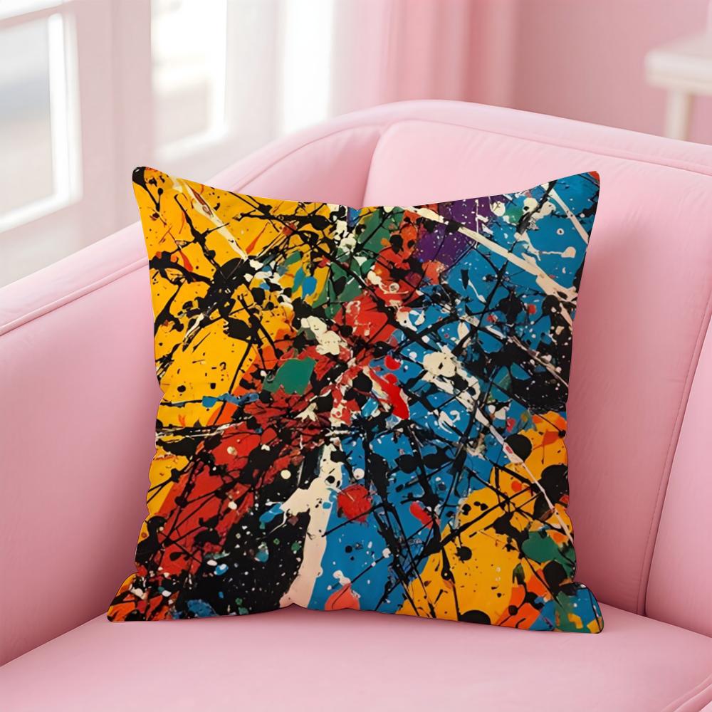 Abstract art JJackson PPollock Cushion Cover Pillow Case Soft Friendly Fabric Concealed Zipper