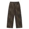 Men's Retro Leopard Print Distressed Flared Jeans