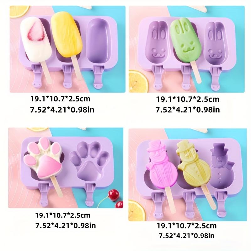 4 шт. Мультяшные силиконовые формы для мороженого разных стилей, 3D DIY, легко извлекаемые, для приготовления эскимо, с бесплатными палочками, летний инструмент для приготовления домашнего мороженого для кухни