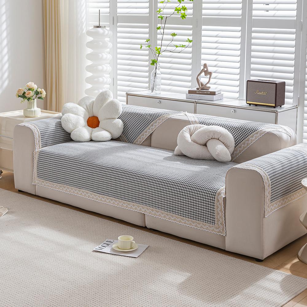 Подушка для дивана из хлопкового льна Four Seasons Universal Weaving Plaid Non Slip Sofa Cover Подушка для утолщенной мебели для гостиной Dust