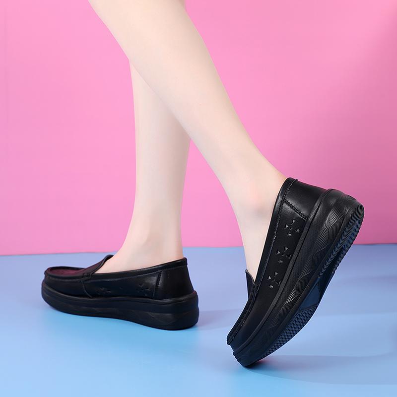 Женские лоферы на платформе, повседневные элегантные черные женские туфли из коровьей кожи, увеличивающие рост, на толстой подошве